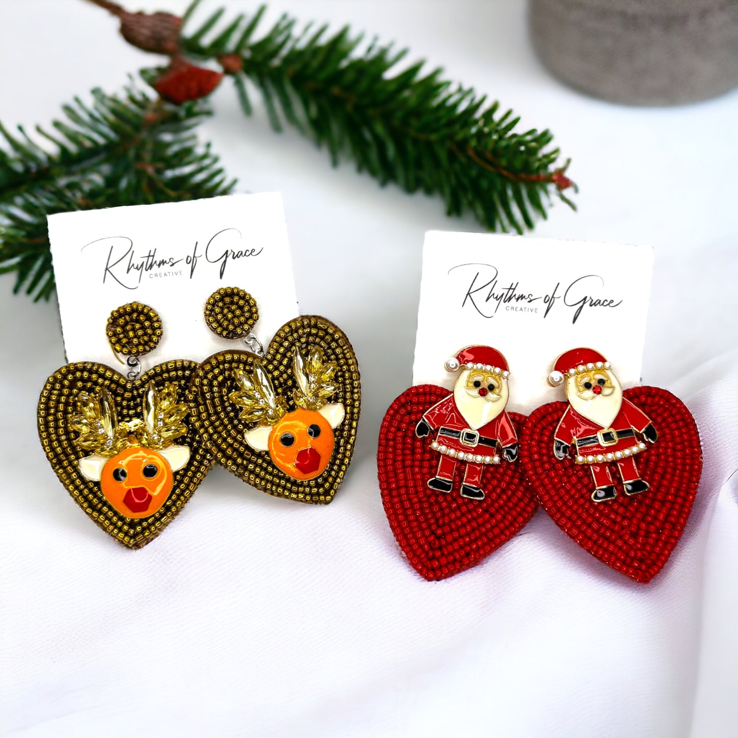 Jolly Holiday Earrings: Choose Santa or Reindeer for Festive Cheer!