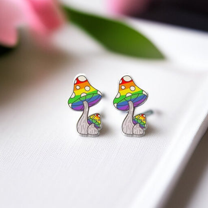 Enchanting Mushroom Stud Earrings: Two Whimsical Styles for a Magical Touch