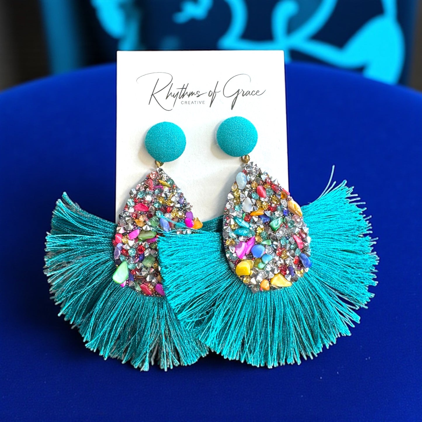 Vibrant Teal Tassel Earrings – Festival Ready