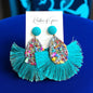 Vibrant Teal Tassel Earrings – Festival Ready
