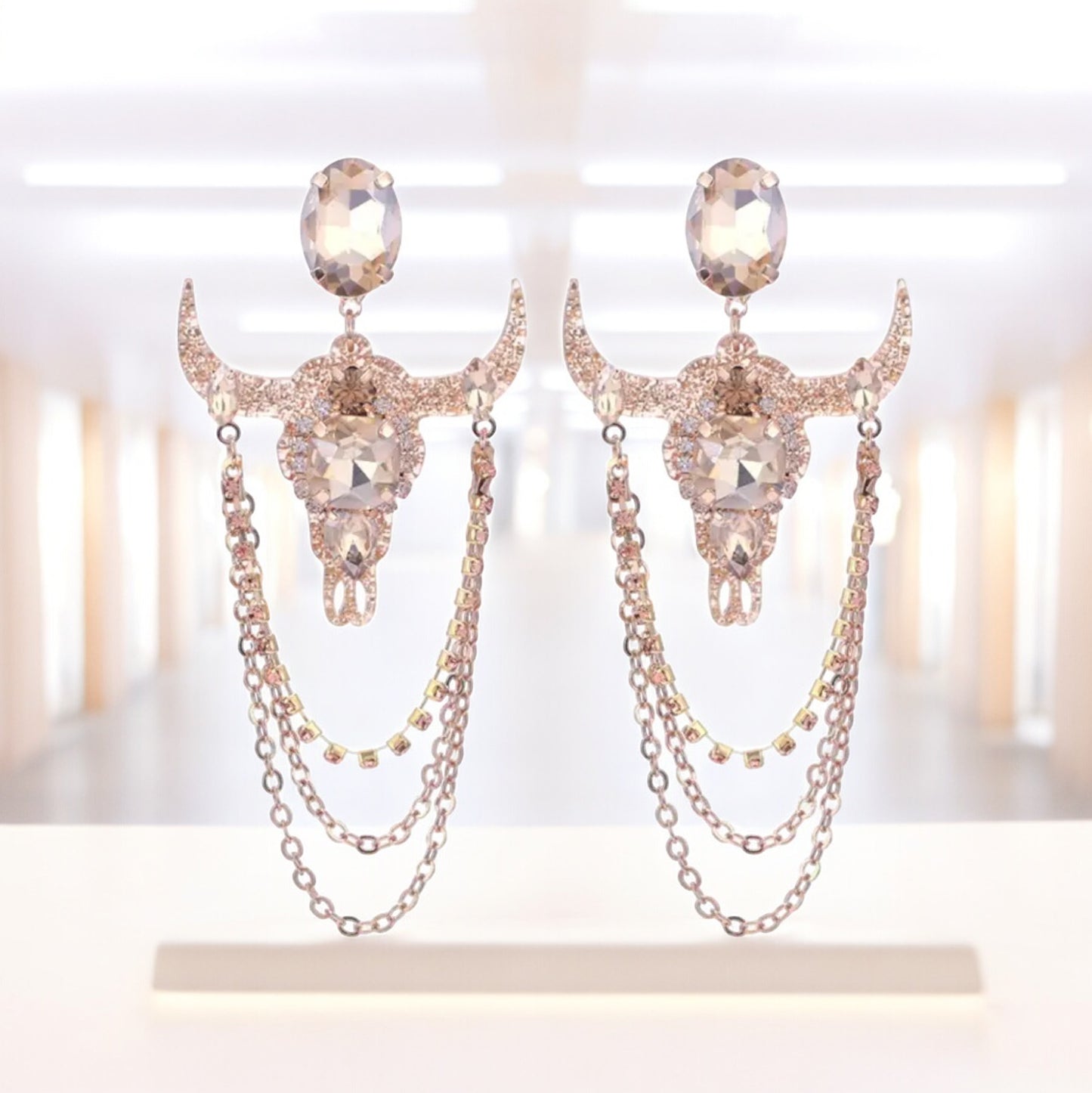 Stunning Western Inspired Rhinestone Dangle Earrings - Boho Jewelry Statement Piece