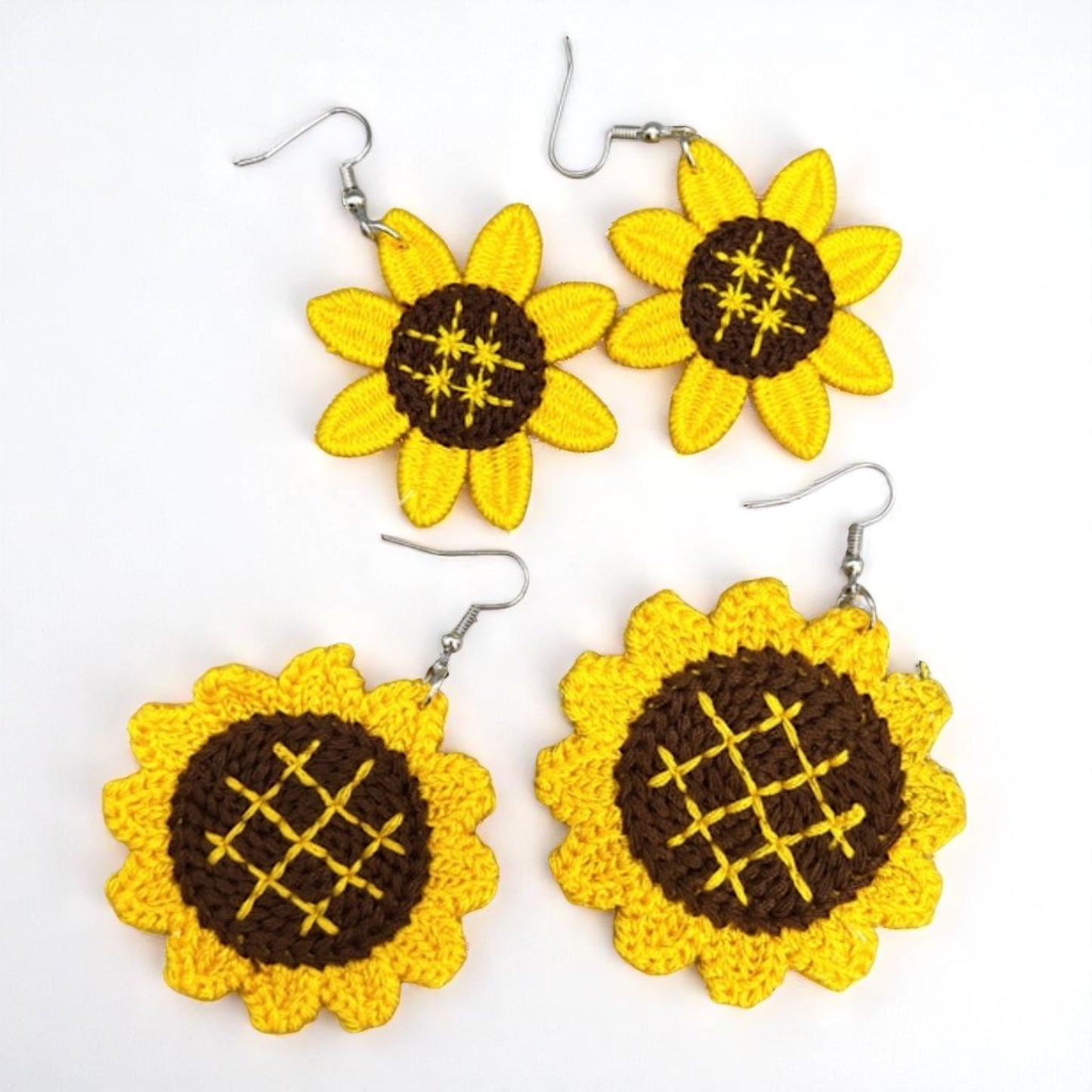 Bloom in Boho Style: Colorful Knit Sunflower Earrings! 🌻