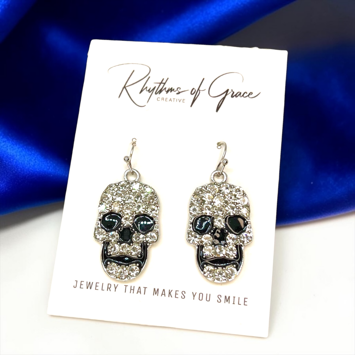 Rhinestone Skull Earrings - Halloween Jewelry, Halloween Accessories, Trick or Treat, Halloween Costume