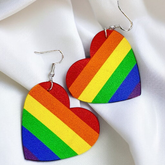 Rainbow Heart Dangle Earrings – Wear Your Pride! 🏳️‍🌈