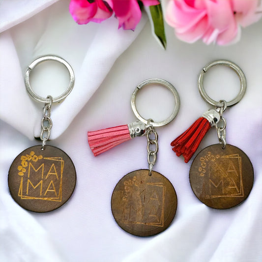 Rustic Wooden Mom Key Chain