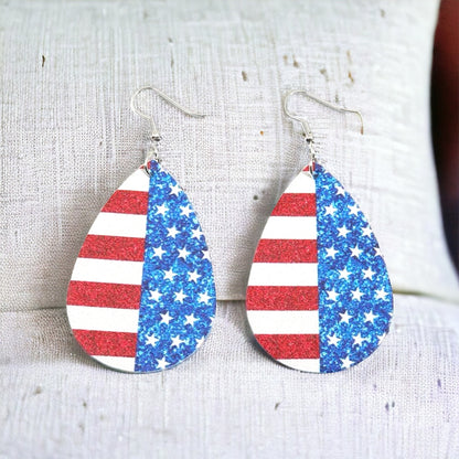 Patriotic Teardrop Dangle Earrings – American Flag Inspired Jewelry