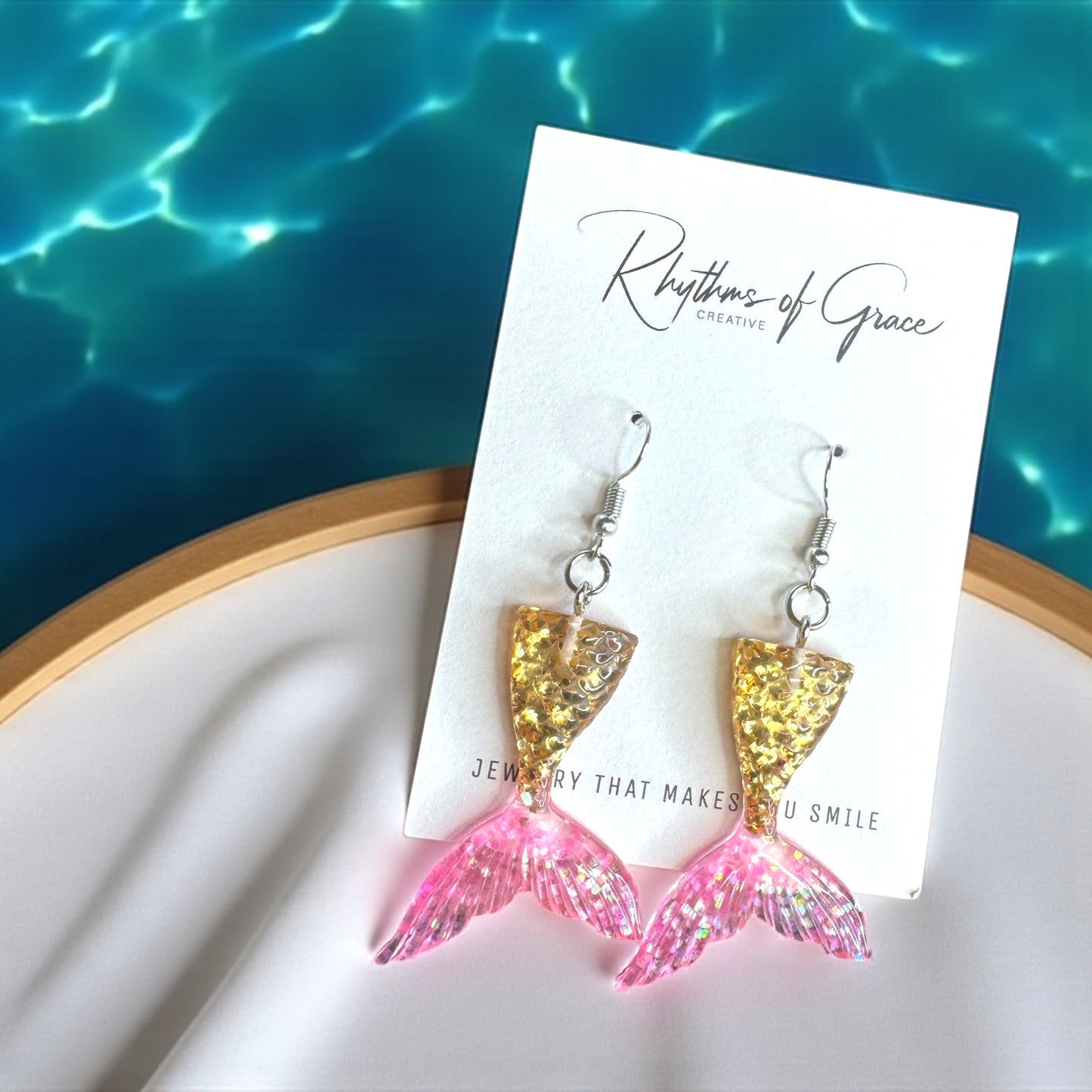 Mermaid Tail Magic – Glittery Earrings in 3 Splashy Colors! ✨