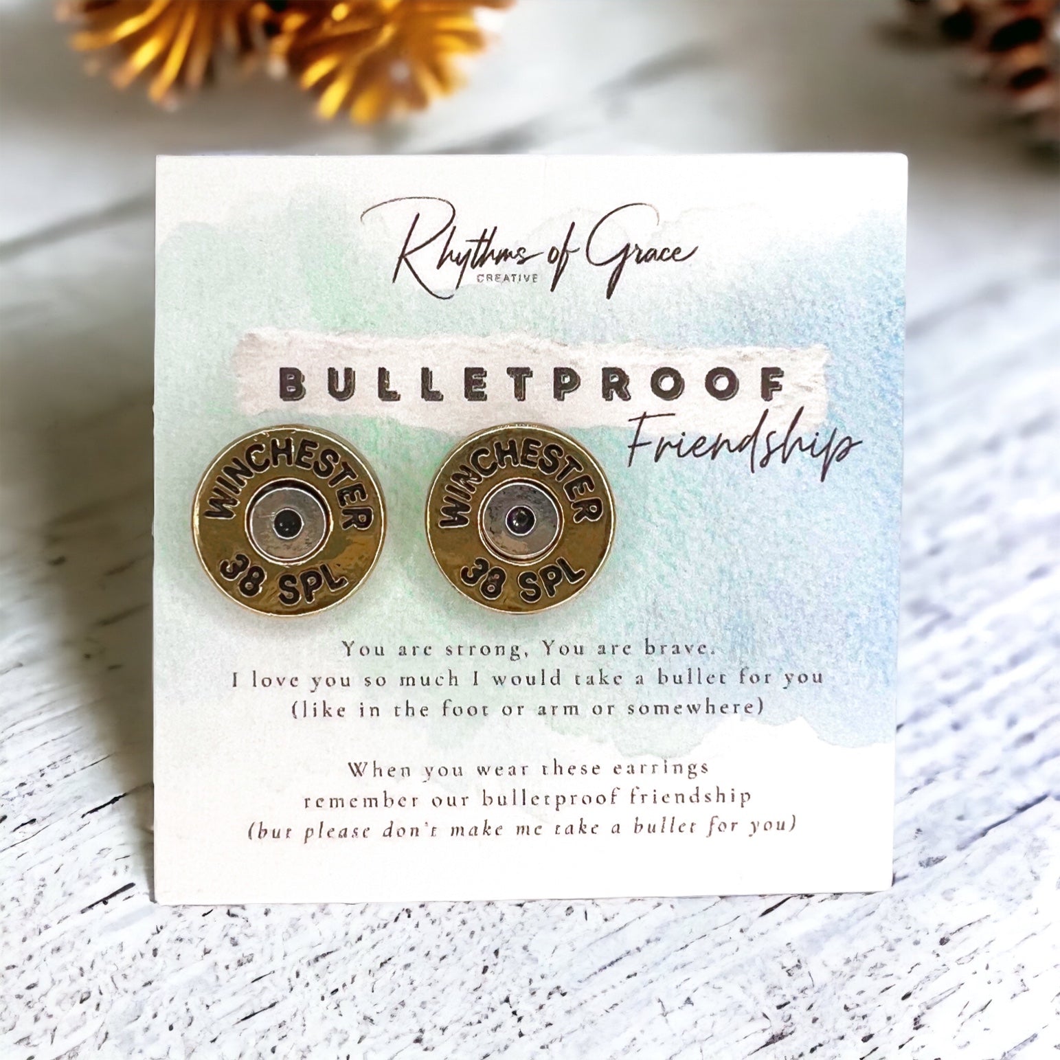 Bulletproof Friendship Earrrings - Bullet Studs, Friendship Gift, Bullet Earrings, Friendship Earrings - Rhythms of Grace Creative