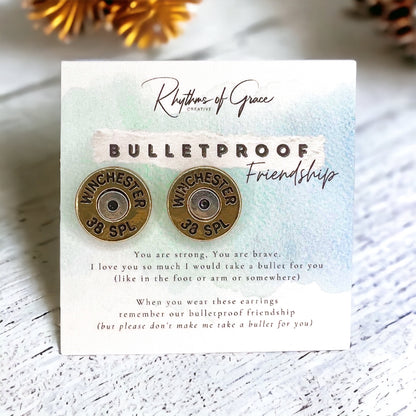Bulletproof Friendship Earrrings - Bullet Studs, Friendship Gift, Bullet Earrings, Friendship Earrings - Rhythms of Grace Creative