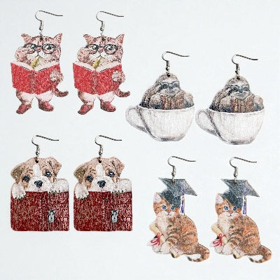 Back to School Animal Teacher Earrings – Cat, Dog, Sloth & Grad Designs | Fun Teacher Accessories - Rhythms of Grace Creative