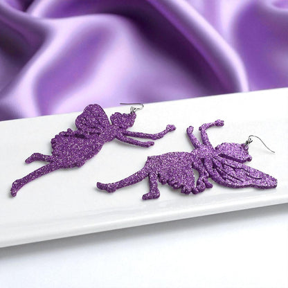 Sparkle into Magic: Glitter Purple Fairy Dangle Earrings ✨
