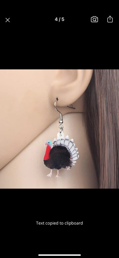 Turkey Earrings - Thanksgiving Earrings, Thanksgiving Accessories, Turkey Trot, Thanksgiving Turkey Earrings - Rhythms of Grace Creative