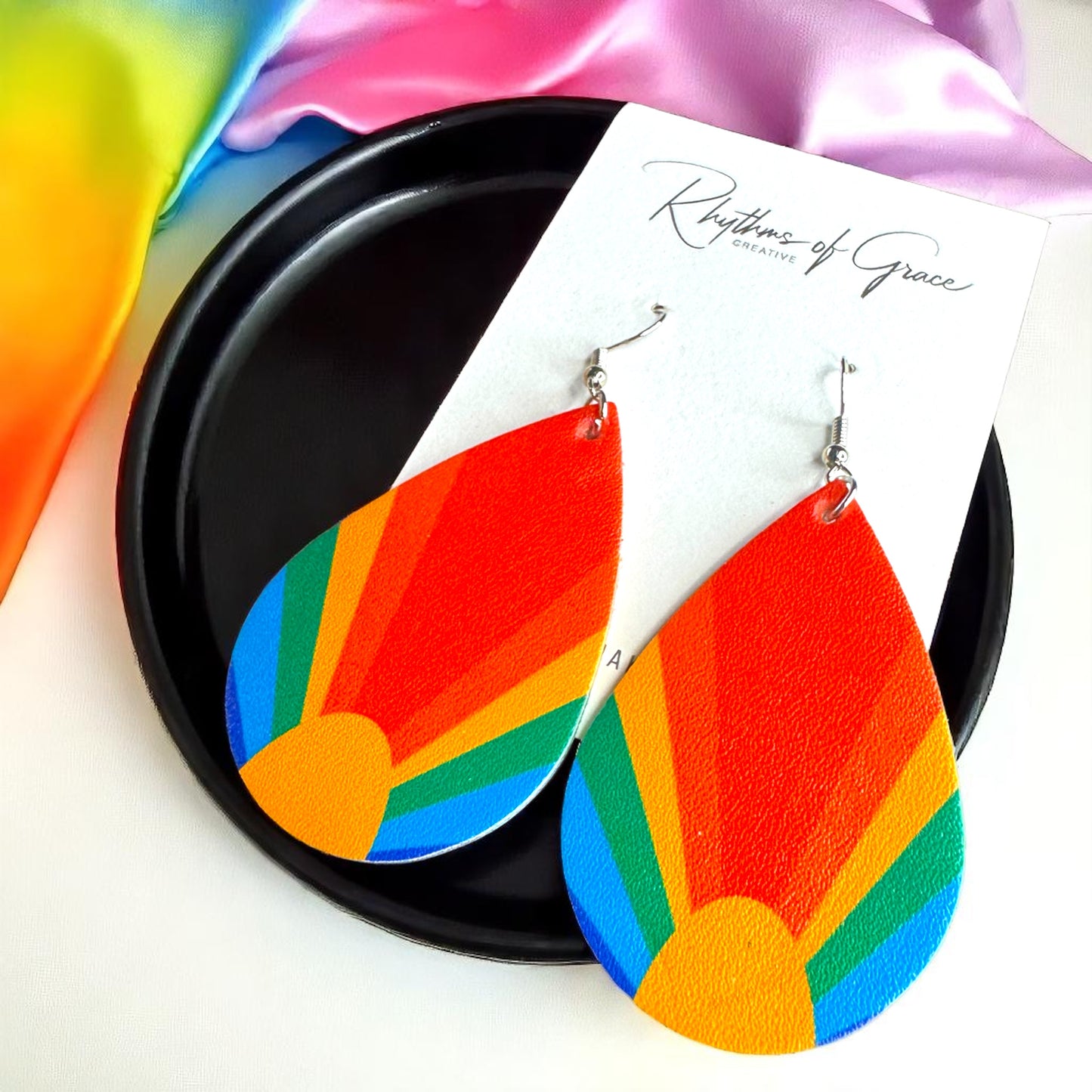 Colorful Vibes: Rainbow Teardrop Dangle Earrings for Every Festival & Everyday Adventure!