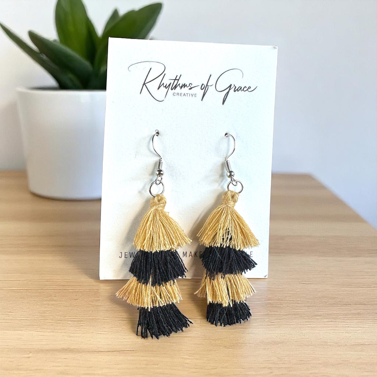 Step Up Your Style: Chic Black & Gold Tassel Earrings for Every Occasion!