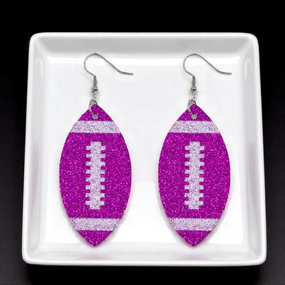 Score Big with Sparkle! Glitter Football Dangle Earrings 🏈