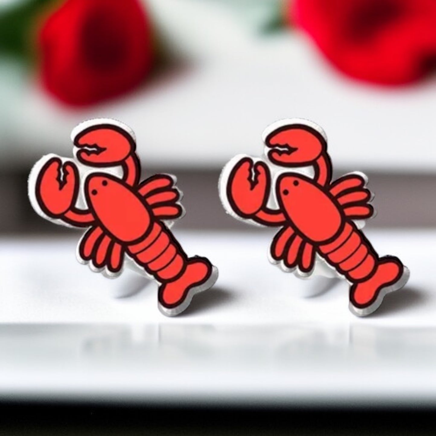 Crawfish/Lobster Stud Earrings – Dive into Style!