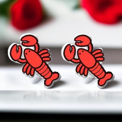 Crawfish/Lobster Stud Earrings – Dive into Style!