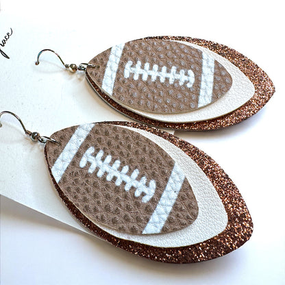 Game Day Glam: Brown and White Football Earrings for the Ultimate Fan!