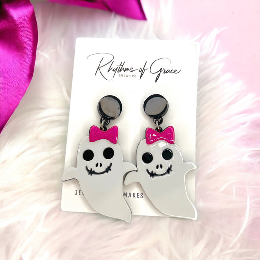 Cute Ghost Earrings - Halloween Earrings, Cute Ghost, Not So Scary, Halloween Earrings, Halloween Costume, Halloween Queen - Rhythms of Grace Creative