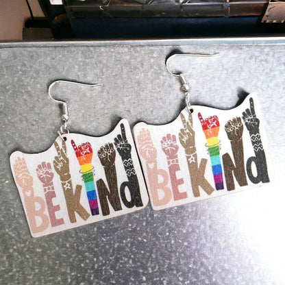 Be Kind Rainbow Earrings – Celebrate PRIDE and Diversity!