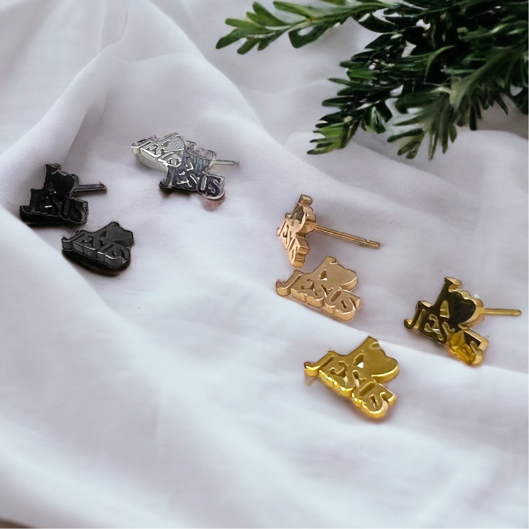 Shine with Faith: I Love Jesus Stud Earrings - Lightweight & Heartfelt! - Rhythms of Grace Creative