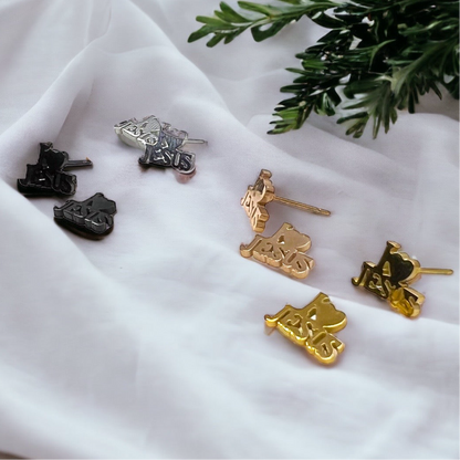Shine with Faith: I Love Jesus Stud Earrings - Lightweight & Heartfelt! - Rhythms of Grace Creative