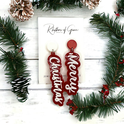 Christmas Earrings - Naughty or Nice, Red and Green Earrings - Rhythms of Grace Creative