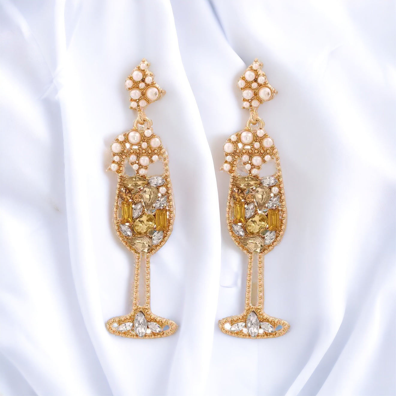 Champagne Earrings - Wine Glass, Gold Champagne, Champagne Bottle, Wine Earrings, Wine Jewelry, Poppin Bottles, Wine Accessories