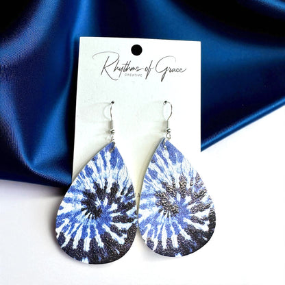 Blue Tie Dyed Teardrop Earrings – Chill Vibes Only 💙