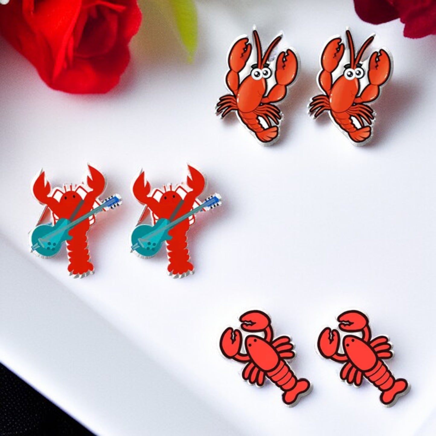 Crawfish/Lobster Stud Earrings – Dive into Style!