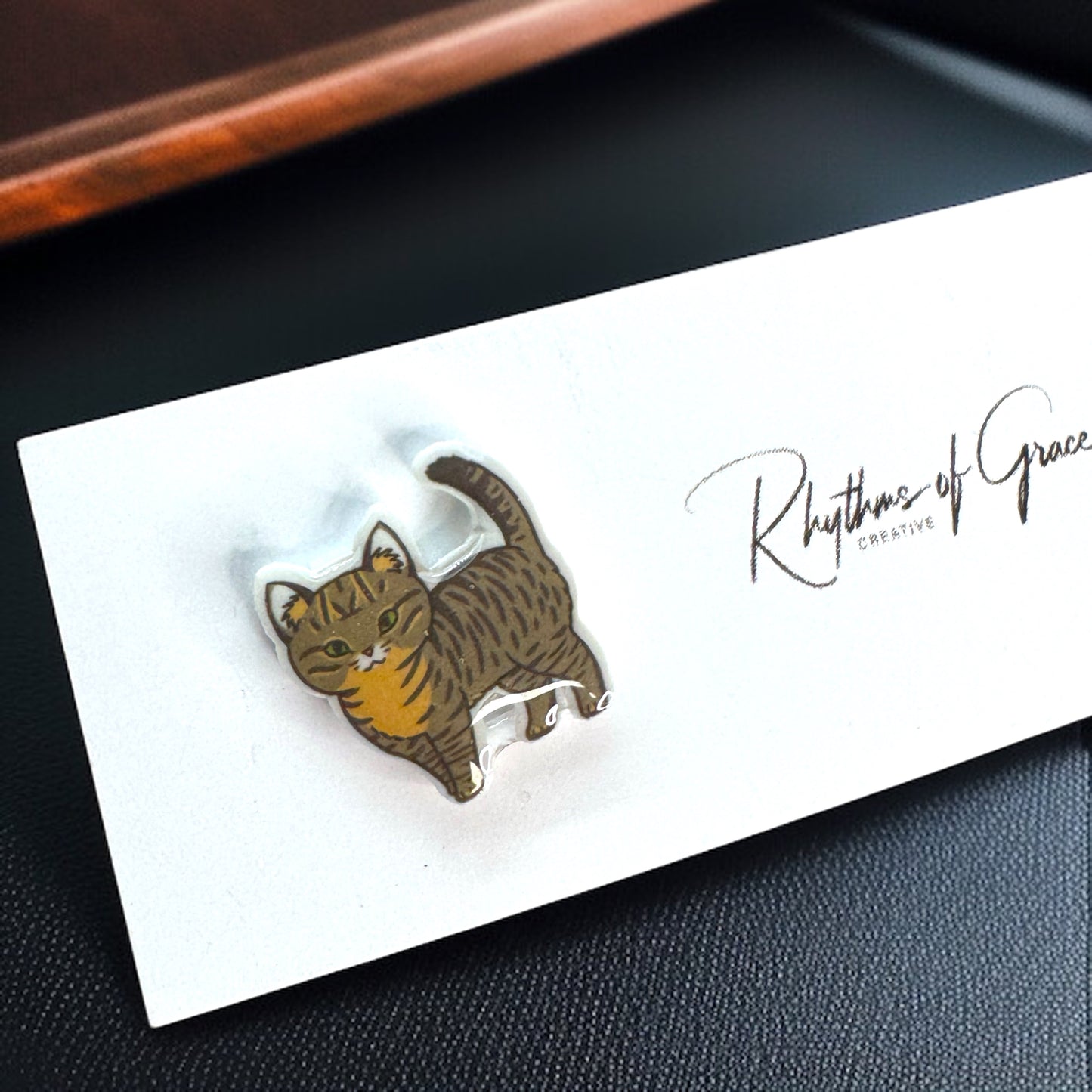 Feline Fine: Adorable Grey Tabby Cat Stud Earrings for Cat Lovers!