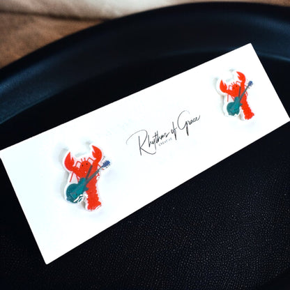 Crawfish/Lobster Stud Earrings – Dive into Style!