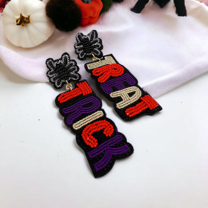 Trick or Treat Earrings - Halloween Earrings, Beaded Earrings, Spooky Vibes, Halloween Earrings, Halloween Costume, Beaded Halloween - Rhythms of Grace Creative