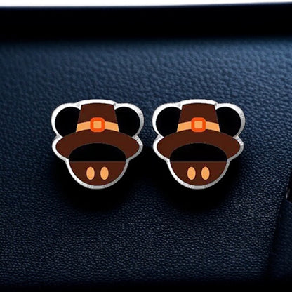 Thanksgiving Chic: Adorable Mouse Ears Pilgrim Hat Stud Earrings!
