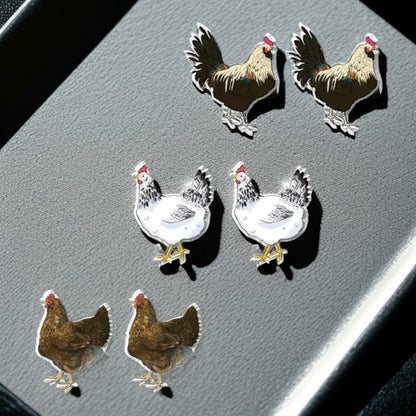 Cluck-tastic Chicken Stud Earrings – Three Charming Styles!