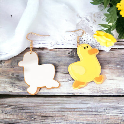 Duck Earrings - Yellow Duck, Handmade Earrings, Bird Earring, Duck Jewelry, Bird Jewelry, Duck Accessories