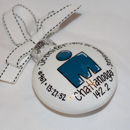 Custom Hand-Painted Triathlon Ornament - Personalized Runner Holiday Decoration