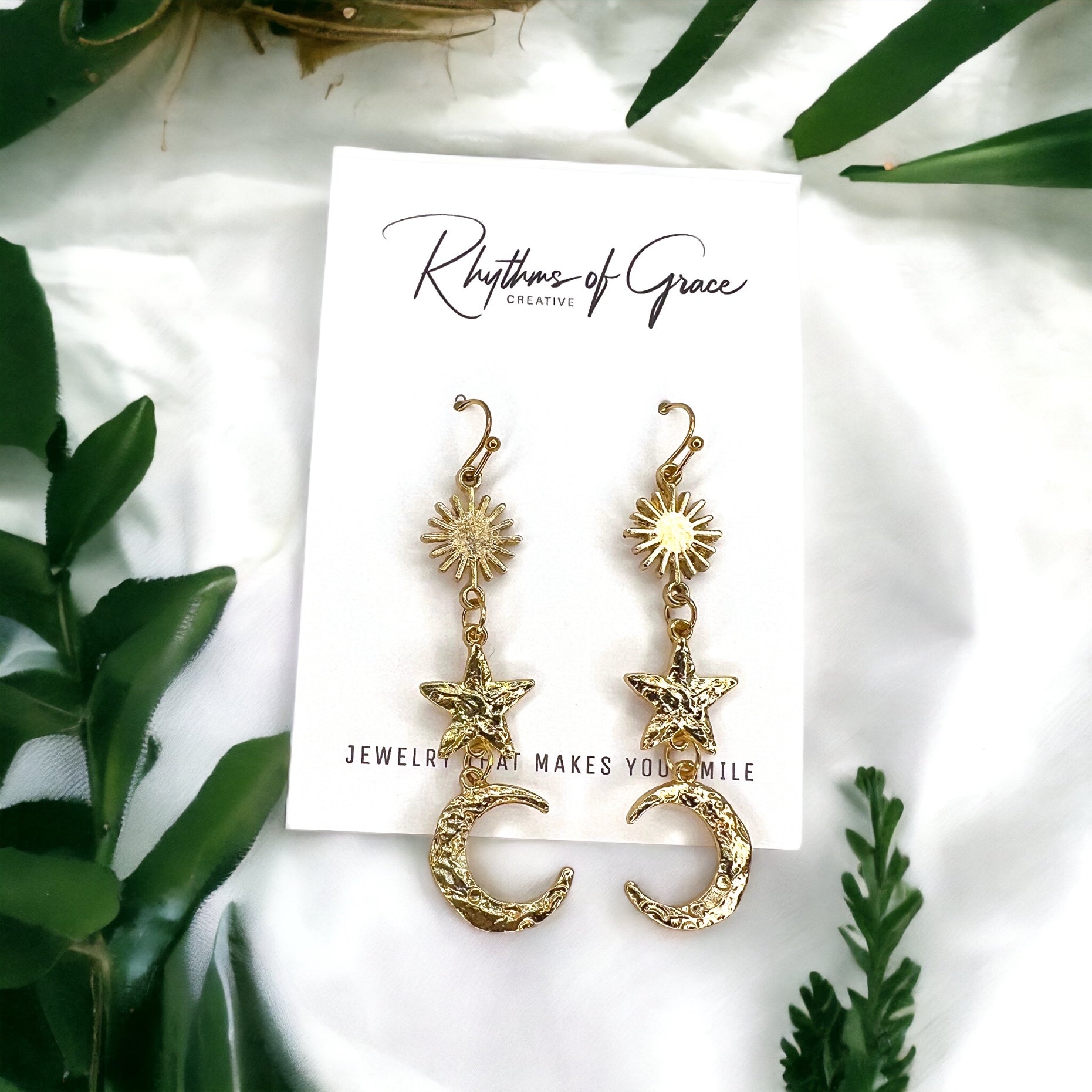 Celestial Earrings: Dance with the Sun and Moon! 🌙☀️ - Rhythms of Grace Creative