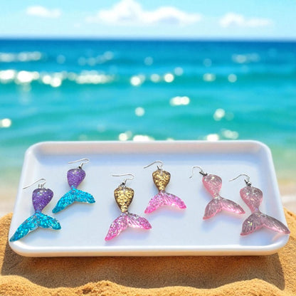 Mermaid Tail Magic – Glittery Earrings in 3 Splashy Colors! ✨