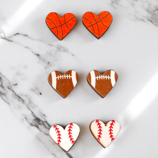 Score Style Points with Heart-Shaped Sports Stud Earrings!