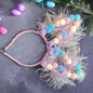 Pom Pom Easter Bunny Ears - Rabbit Ears, Handmade Headpiece, Easter Headpiece, Feather Headband, Easter Headband