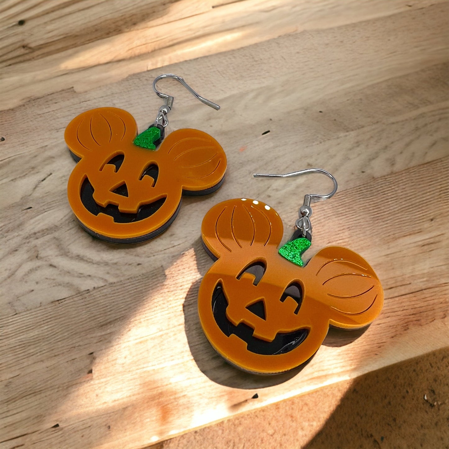 Mouse Pumpkin Earrings - Mouse Ears, Halloween Accessories , Halloween Earrings, Not So Scary Halloween, Pumpkin Earrings - Rhythms of Grace Creative