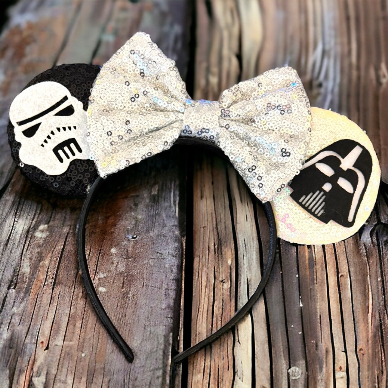 Star Wars Inspired Sequin Mouse Ears Headband, Darth Vader, Stormtrooper, NEW