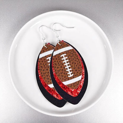 Game Day Glam: Black and Red Football Earrings for the Ultimate Fan!