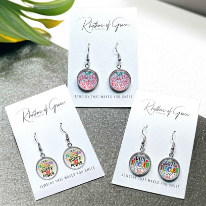 Inspire & Shine with Teacher Cabochon Dangle Earrings!
