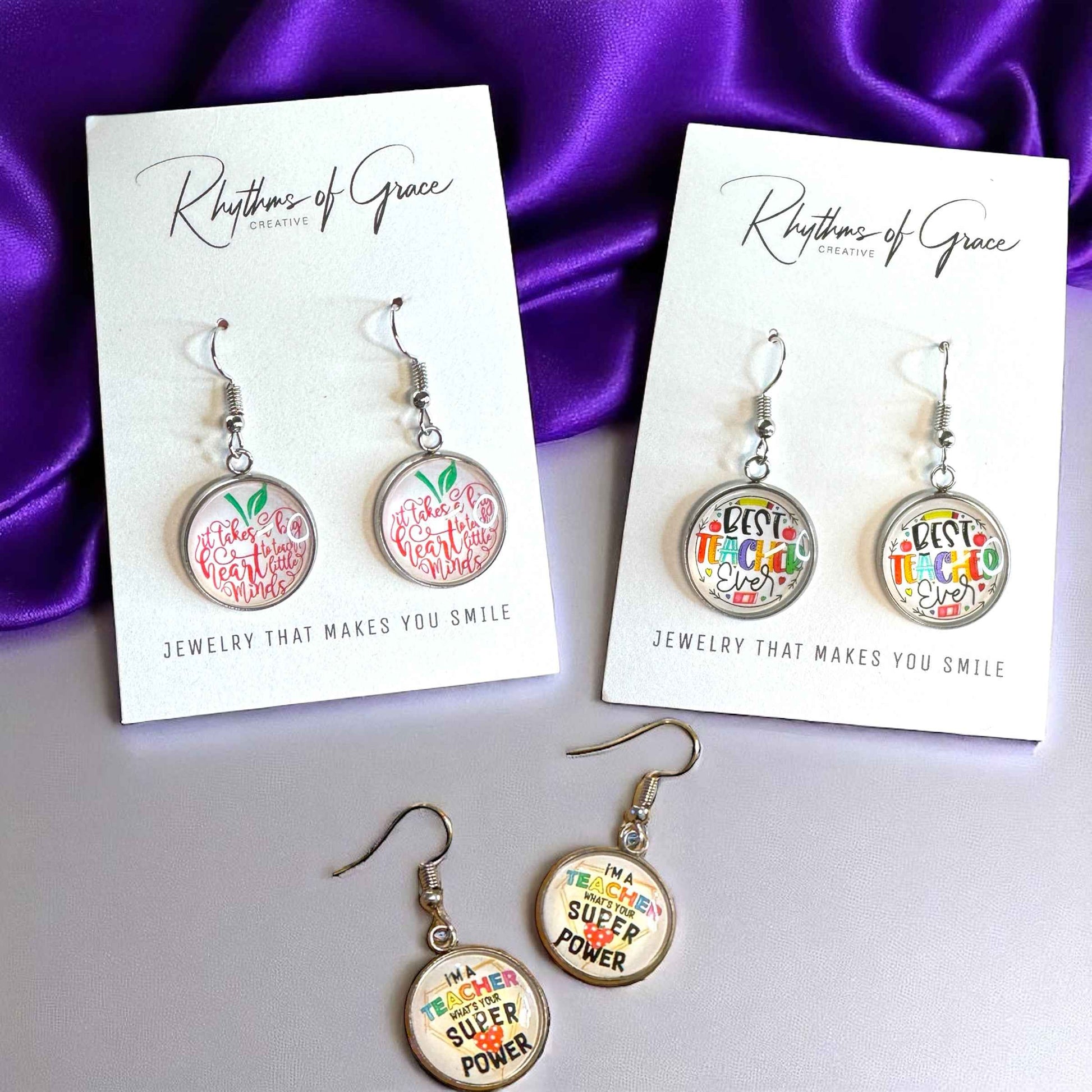 Inspire & Shine with Teacher Cabochon Dangle Earrings!