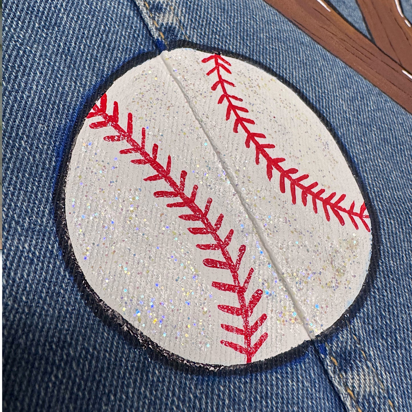Pitches Be Crazy! Unique Hand-Painted Baseball Jean Jacket ⚾️