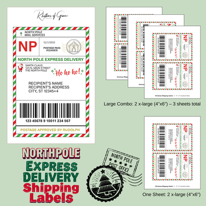 Custom North Pole Shipping Labels for Santa's Gifts | Personalized Holiday Labels