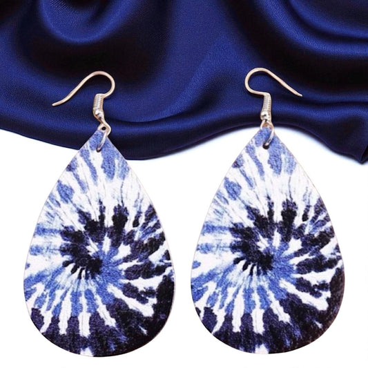 Blue Tie Dyed Teardrop Earrings – Chill Vibes Only 💙
