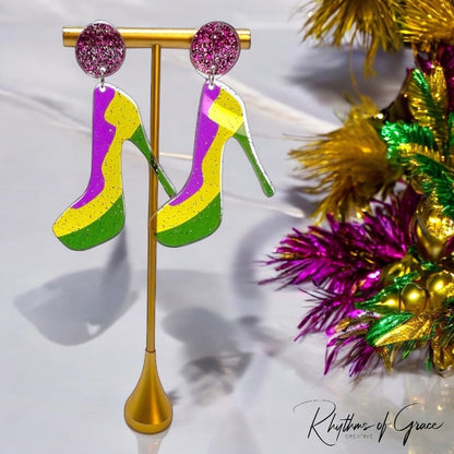 Sparkle & Shine with Our Festive Mardi Gras Dangle Earrings! 🎭 - Rhythms of Grace Creative